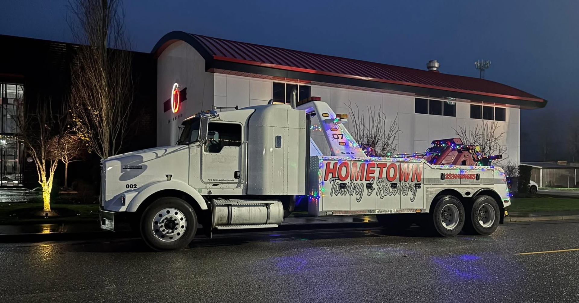 Heavy-duty wrecker on standby